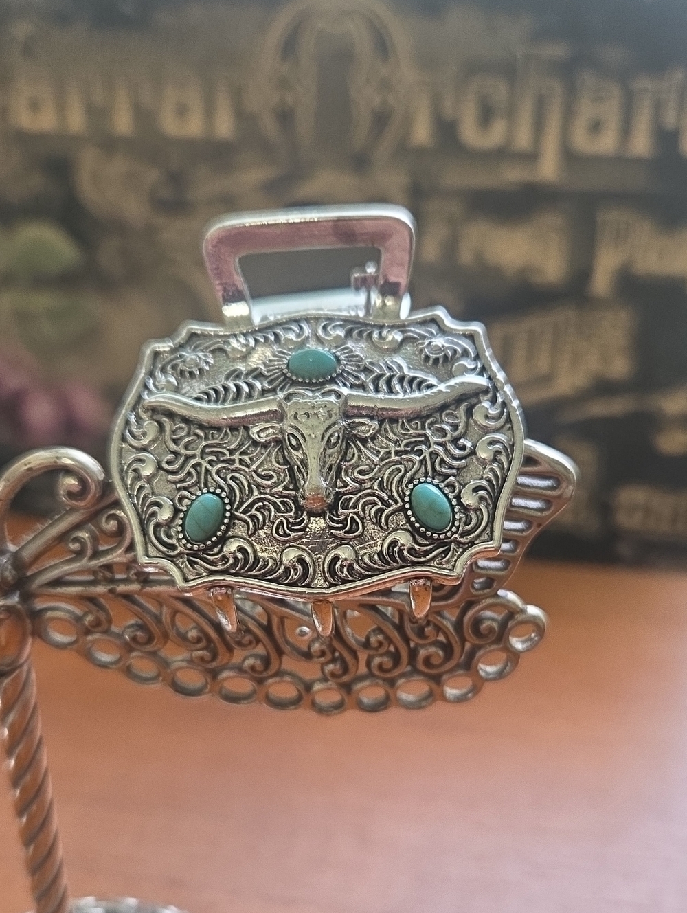 Silver Colored SouthWestern Longhorn Hair Claw Clip